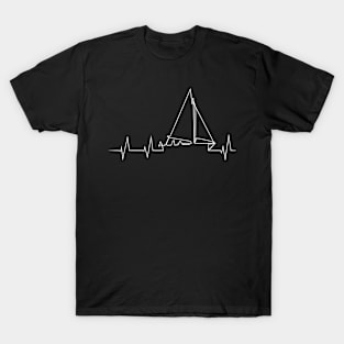 Funny Sailboat Heartbeat Cute Love To Sail T-Shirt